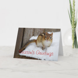 Die Grüße der Saison wenig Chipmunk im Schnee Feiertagskarte