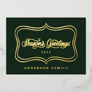 Die Grüße klassische Goldrahmen der Saison Folien Feiertagskarte