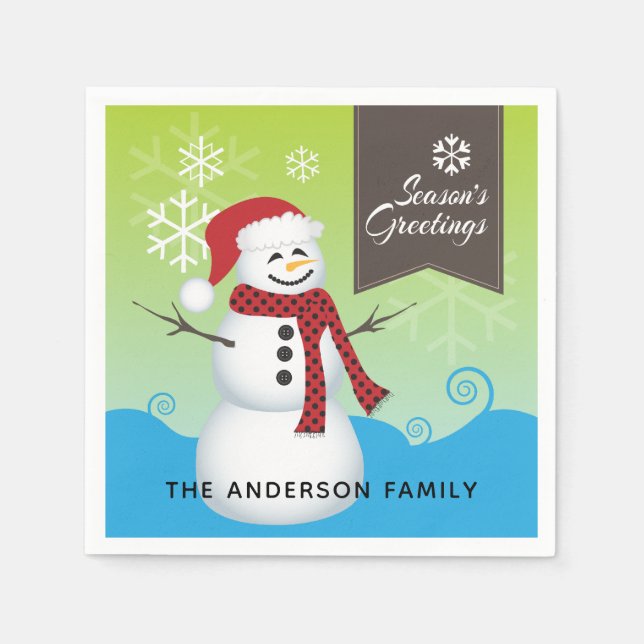 Die Grüßeniedlicher Snowman der Jahreszeit Serviette (Vorderseite)