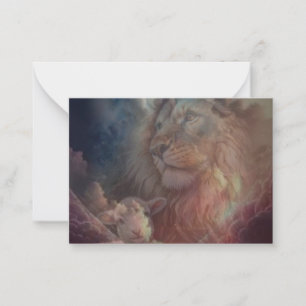 Die Grußkarte Lion und Lamm Mitteilungskarte
