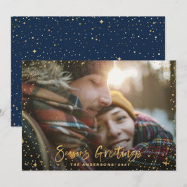 Die Grußstars der Goldesaison 1 Foto blau Feiertagskarte