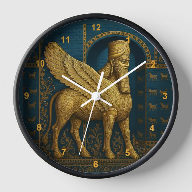 Die Guardian Lamassu Wanduhr (Vorderseite)