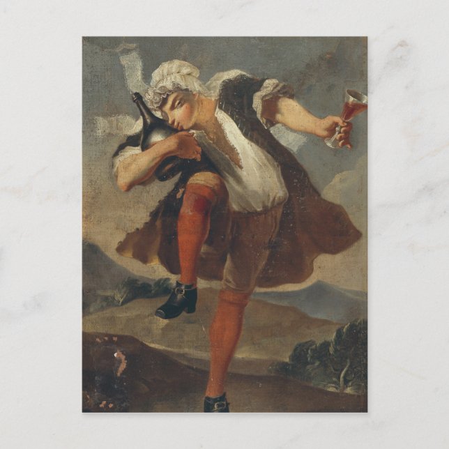 Die gute Flasche, das Zeichen des Weinhändlers Postkarte (Vorderseite)