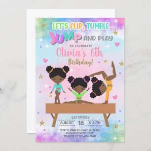 Die Gymnastik drehte sich zu springen und Mädchen  Einladung