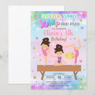 Die Gymnastik drehte sich zu springen und Mädchen  Einladung