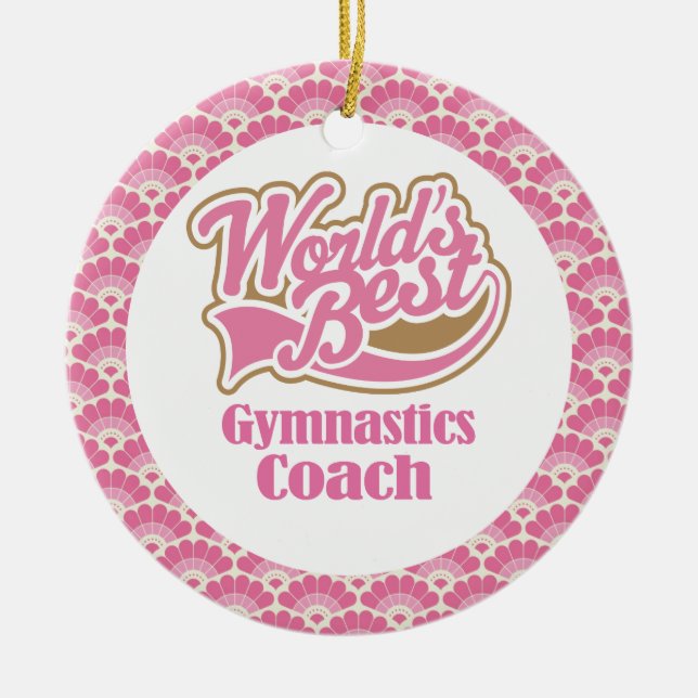 Die Gymnastik-Trainer-Geschenk-Verzierung der Welt Keramikornament (Vorne)