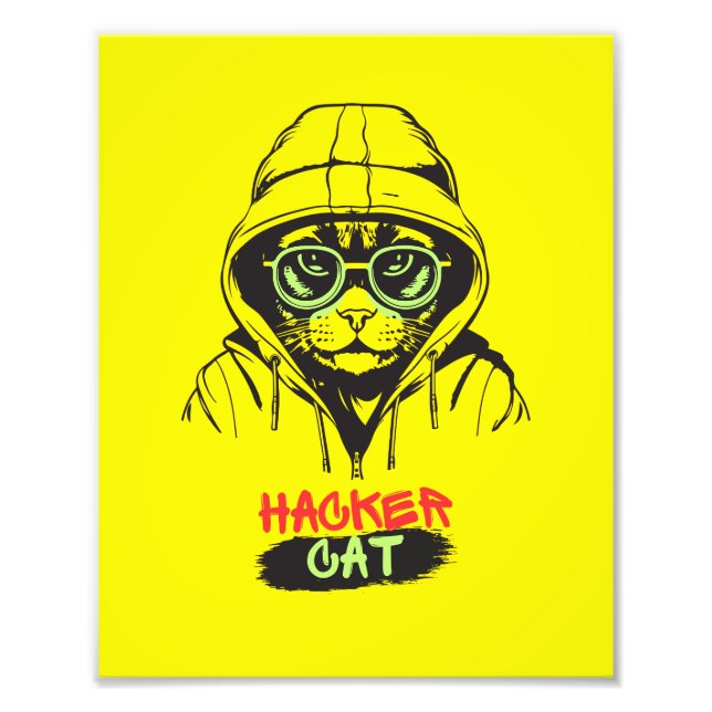 Die Hacker Cat Fotodruck (Vorne)