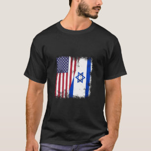 Die halbe israelische Flagge Vintag Israel-USA-Ges T-Shirt
