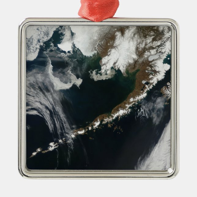 Die Halbinsel Alaskan und die Aleusianischen Insel Silbernes Ornament (Vorne)