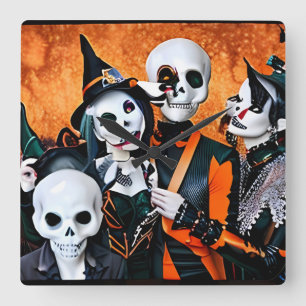 Die Halloween Holdouts Quadratische Wanduhr