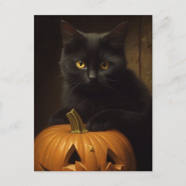 Die Halloween-Katze Postkarte (Vorderseite)