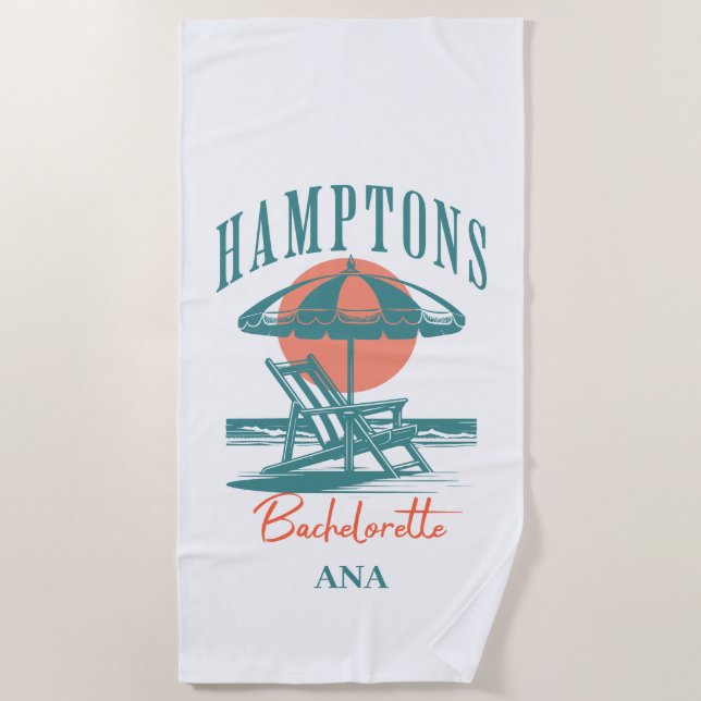 die hamptons bachelorette Sonnenuntergang Retro bl Strandtuch (Vorderseite)
