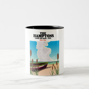 Die Hamptons Langinsel NYC, Reiseplakat. Zweifarbige Tasse