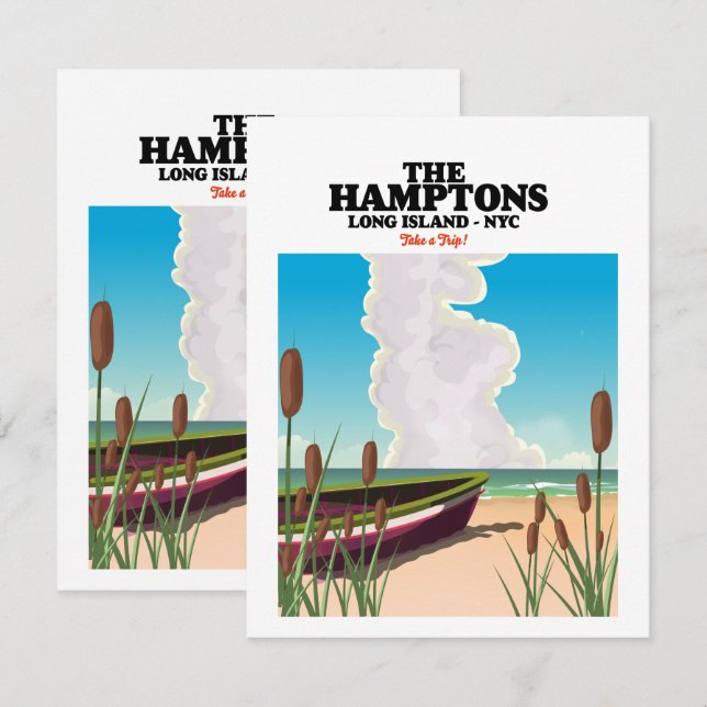 Die Hamptons Long Island NYC, Reiseposter. (Vorne/Hinten)