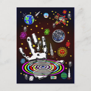 Die Hand der Menschheit in der Weltraumpostkarte Postkarte