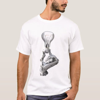 Die Hand des Roboters mit einer Birne T-Shirt