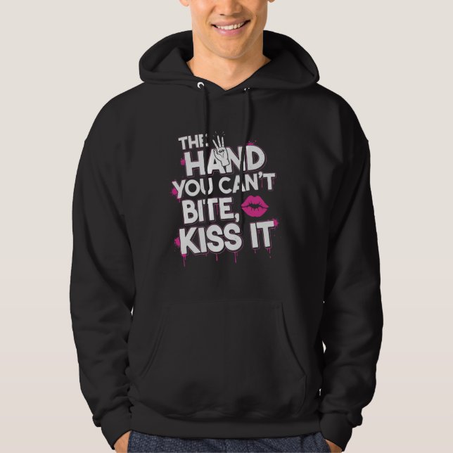 Die Hand, die man nicht beißen kann - kühne Typogr Hoodie (Vorderseite)