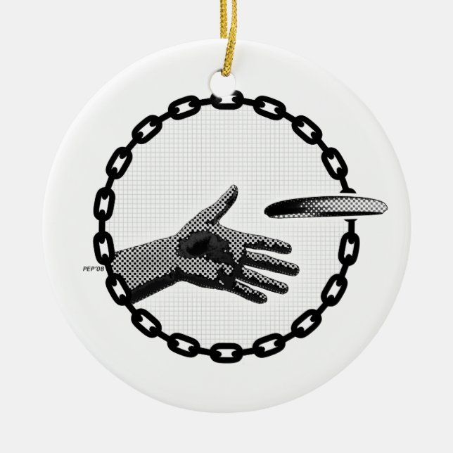 Die Hand, die putscht Keramik Ornament (Vorne)