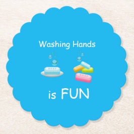 Die Hände waschen sind FUN-Viren-Keimsicherheit-Ki Runder Pappuntersetzer