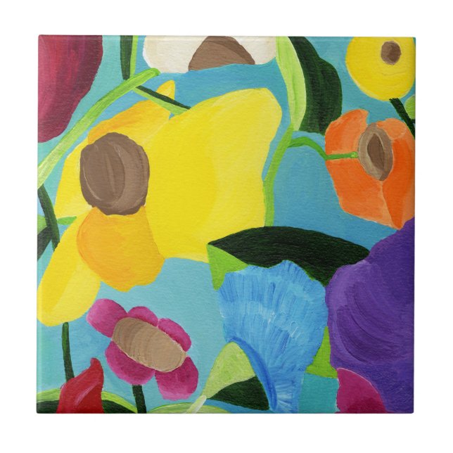 Die Happy Garden Keramik Tile. Fliese (Vorderseite)