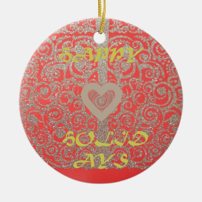 Die Happy Holidays Heart Red and Gold Collection Keramikornament (Vorne)