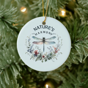 Die Harmonie der Natur - Künstlerische Libelle Keramik Ornament