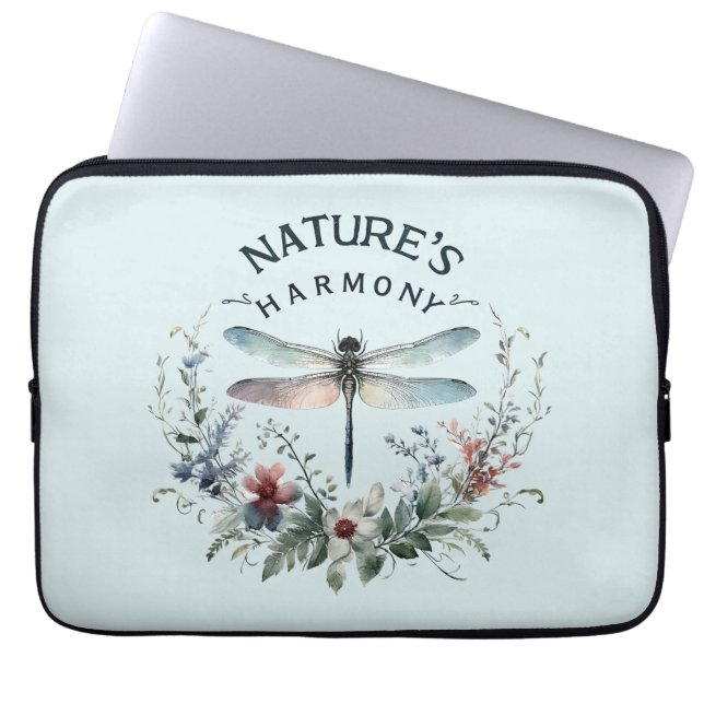 Die Harmonie der Natur - Künstlerische Libelle Laptopschutzhülle (Vorderseite)