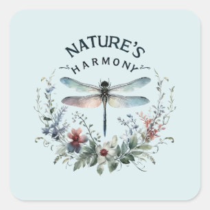 Die Harmonie der Natur - Künstlerische Libelle Quadratischer Aufkleber
