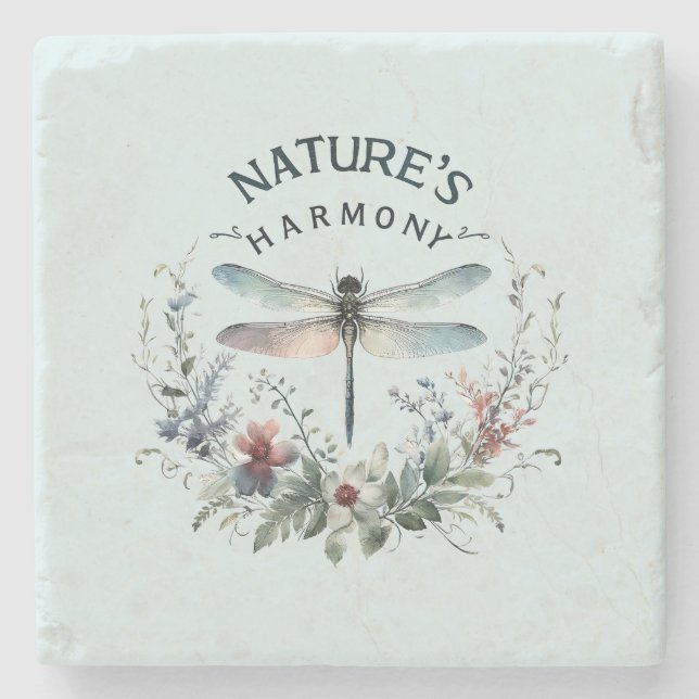 Die Harmonie der Natur - Künstlerische Libelle Steinuntersetzer (Vorderseite)