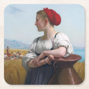 Die Harvester, Bouguereau Rechteckiger Pappuntersetzer