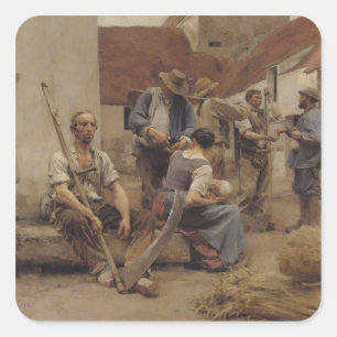 Die Harvesters zahlen, 1882 Quadratischer Aufkleber