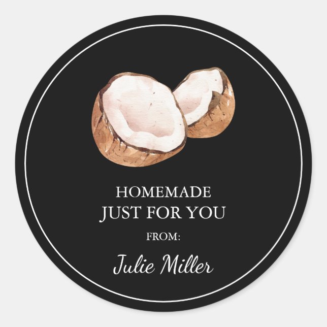 Die hausgemachte Kokosnuss-Marke Runder Aufkleber (Vorderseite)