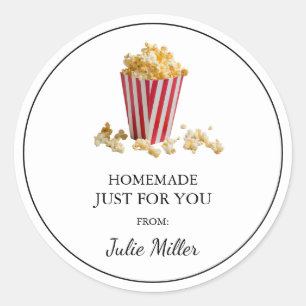 Die hausgemachte Popcorn-Aufschrift Runder Aufkleber