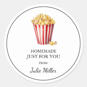 Die hausgemachte Popcorn-Aufschrift Runder Aufkleber