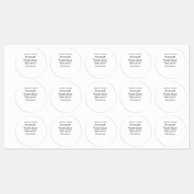 Die hausgemachte Tomatensauce mit Liebe fügt den N Etiketten (Blatt)