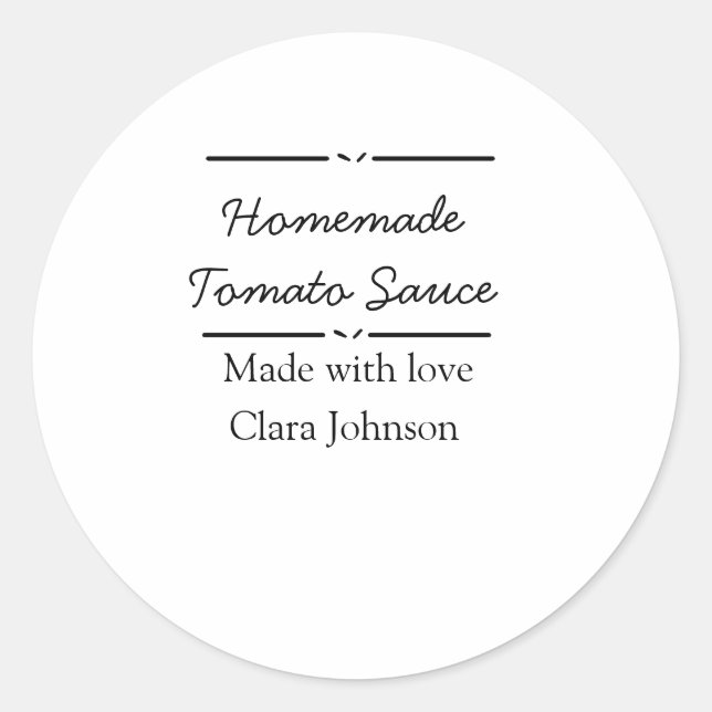Die hausgemachte Tomatensauce mit Liebe fügt den N Runder Aufkleber (Vorderseite)