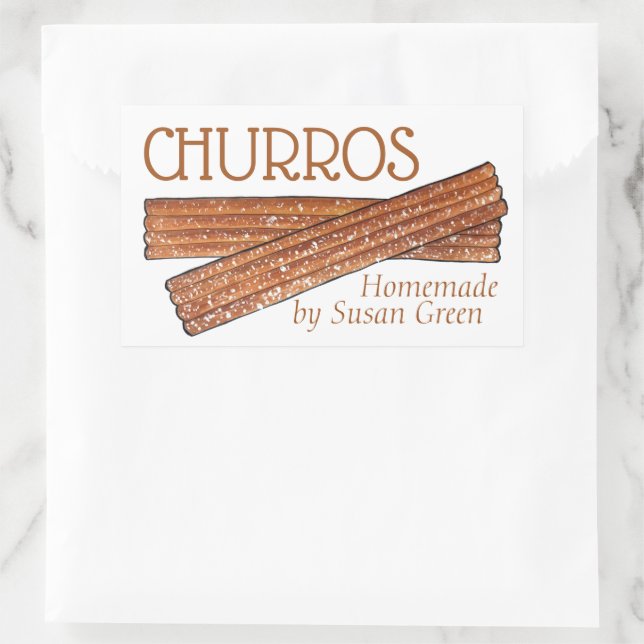 Die hausgemachten Churros Fried Churro Konditorei  Rechteckiger Aufkleber (Tasche)