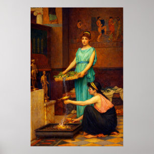 Die Hausgötter von John William Waterhouse Poster
