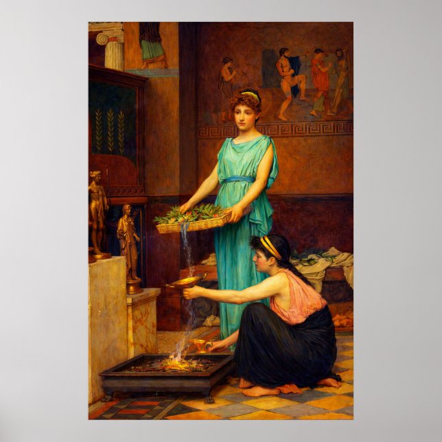 Die Hausgötter von John William Waterhouse Poster (Vorne)