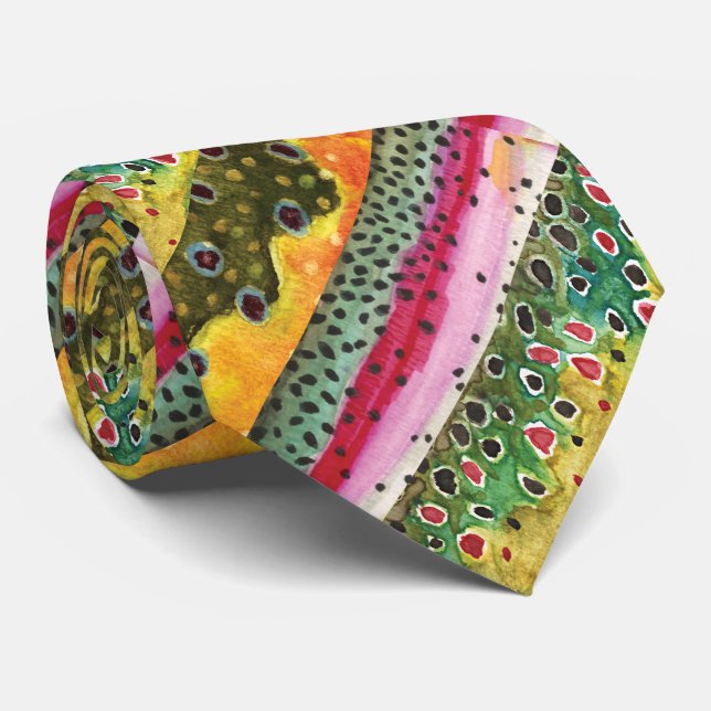 Die Haut von drei wunderschönen Forellen Krawatte (Gerollt)