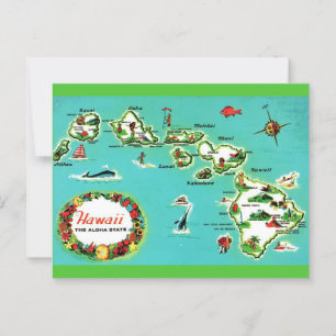 Die Hawaiianische Inselkarte Postkarte