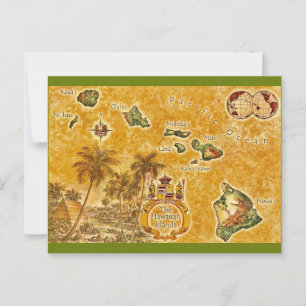 Die Hawaiianischen Inseln Vintage Karte Postkarte