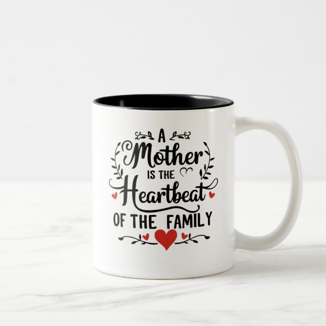 Die Heartbeat-Tasse der Mama Zweifarbige Tasse (Rechts)