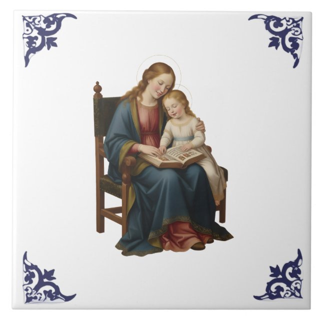 Die heilige Anna unterrichtet Maria religiös Fliese (Vorderseite)