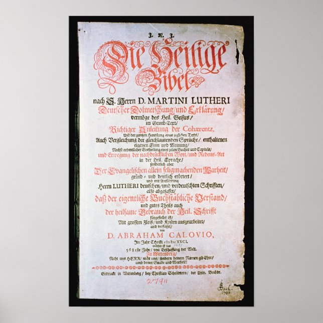 Die heilige Bibel, Vol. I., 1681 Poster (Vorne)