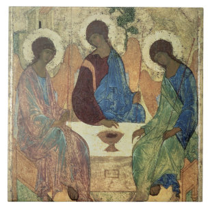 Die Heilige Dreifaltigkeit, 1420s (Tempera auf Fliese