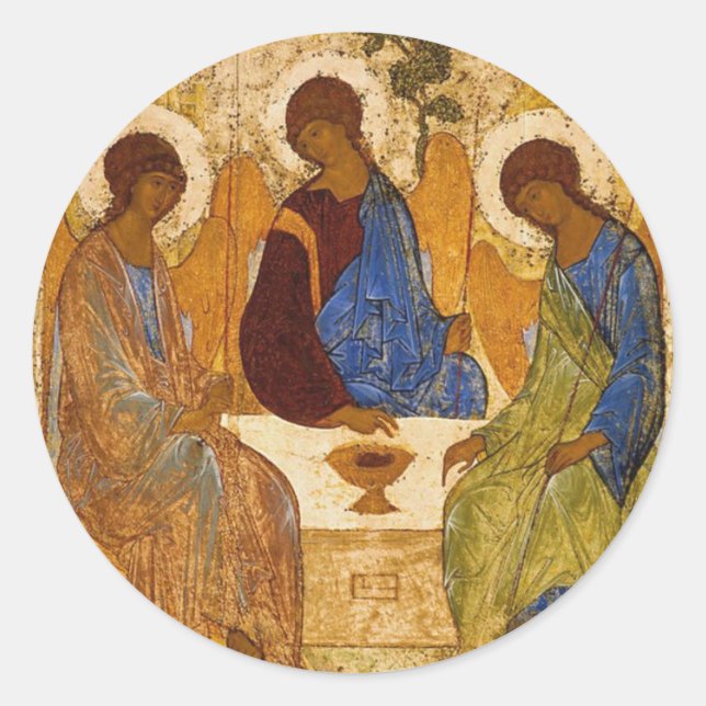 Die Heilige Dreifaltigkeit von Andrei Rublev Runder Aufkleber (Vorderseite)