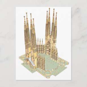 Die heilige Familie Antonio Gaudi. Barcelona Spani Postkarte