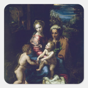 Die heilige Familie c.1518 Quadratischer Aufkleber