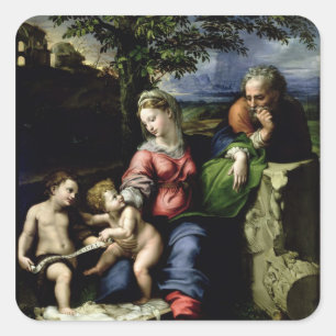 Die heilige Familie der Eiche, c.1518 Quadratischer Aufkleber